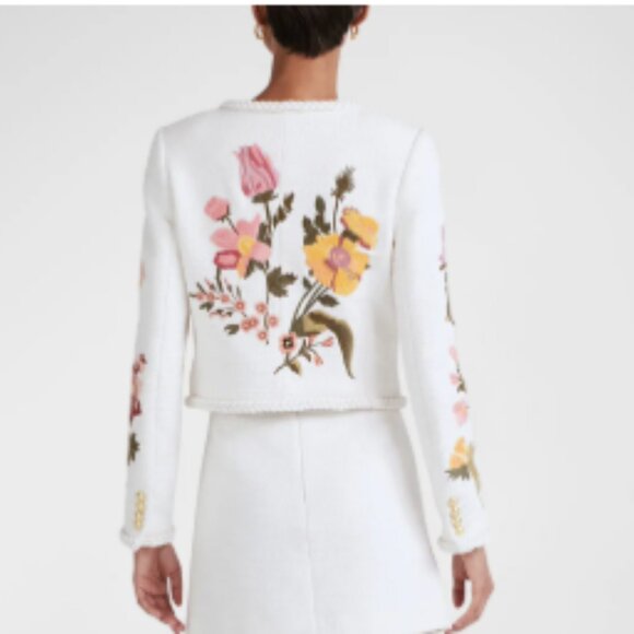 new DEREK LAM 10 CROSBY Penelope Floral Embroidered Crew Neck Jacket 257 2T1M0 - Picture 6 of 7